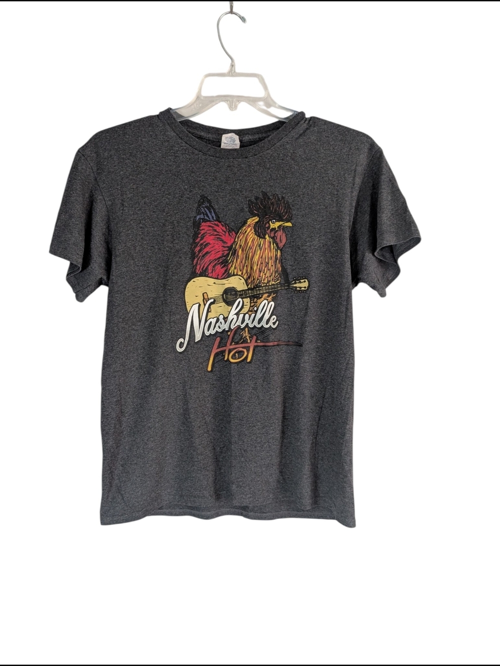 Nashville "Hot" Graphic Rooster Tee in Gray Sz M